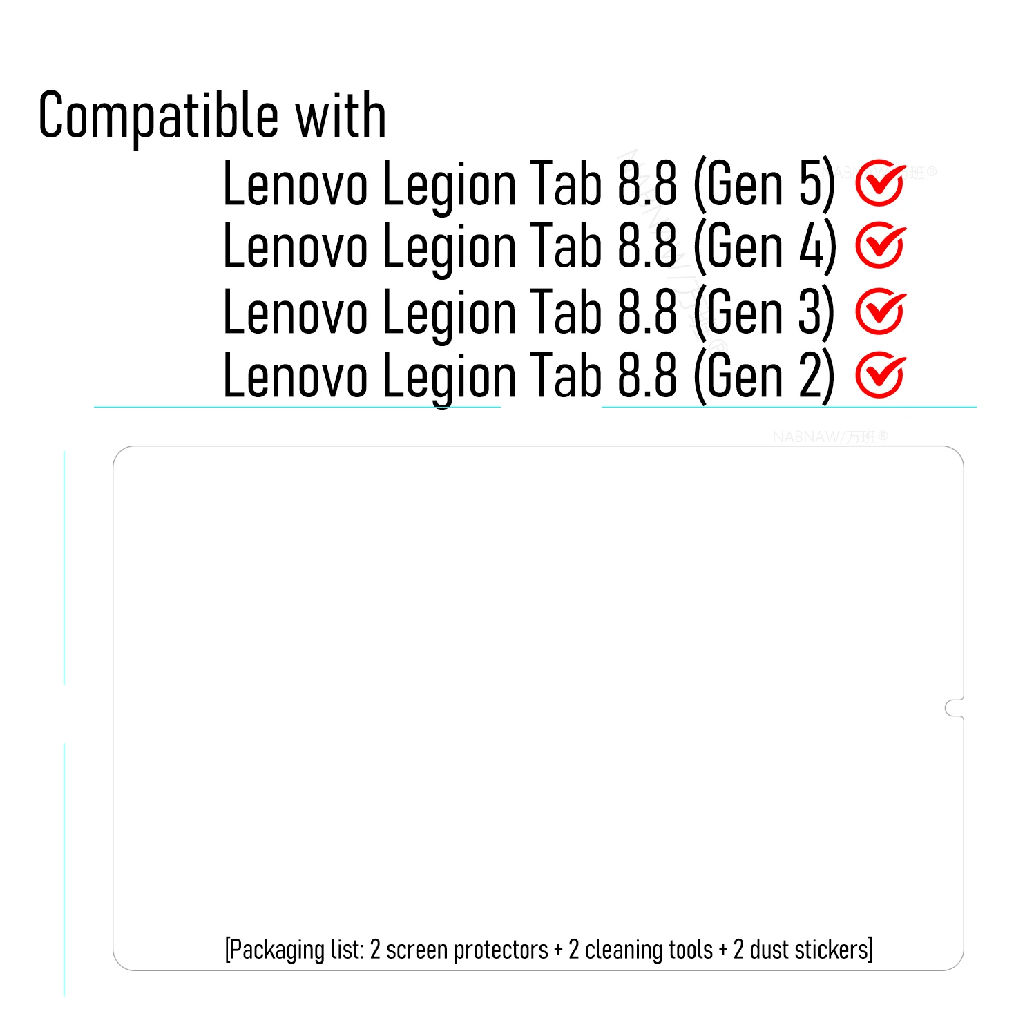 Lenovo Legion Tab 8.8 Damage-Proof Tempered Glass Screen Protector 2-Pack