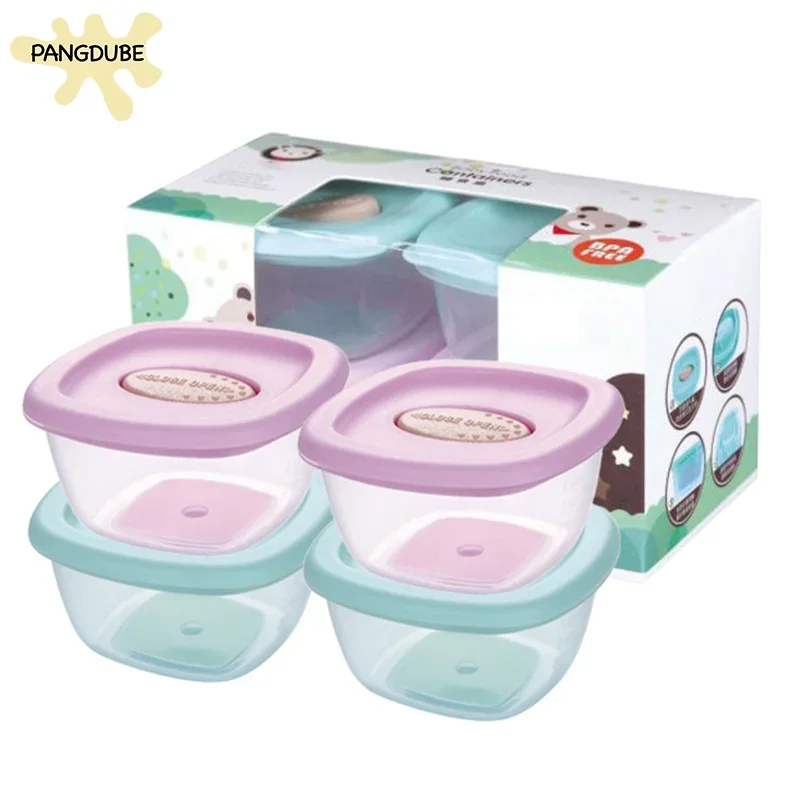 4pcs/set Baby Food Storage Snake Box PP Baby Complementary Food Container Microwave&Freezer Use Accessories baby food storage containers portable food storage box
