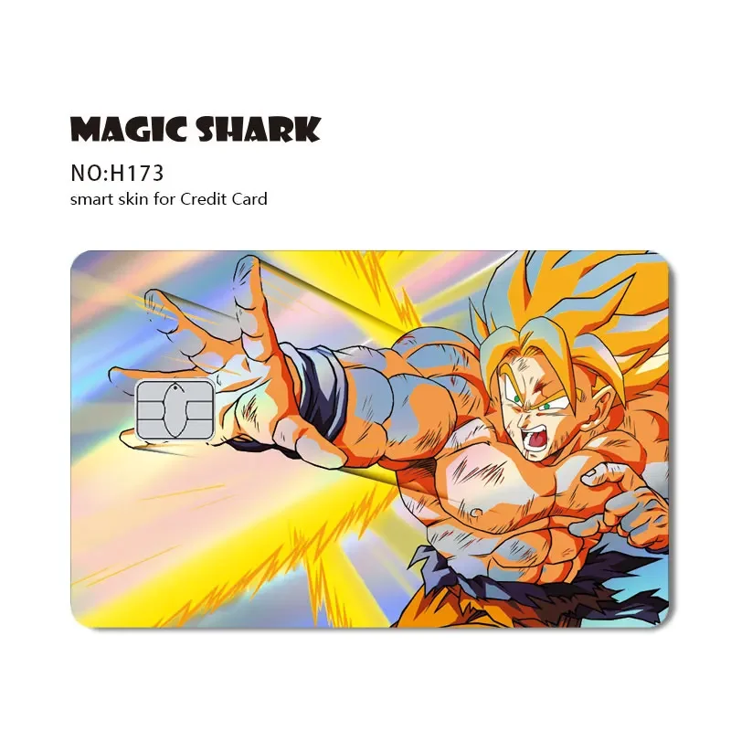 Magic Shark Goku Vegeta Cool Shinny Holographic Laser Credit Debit Card Sticker Film Front Skin Cover