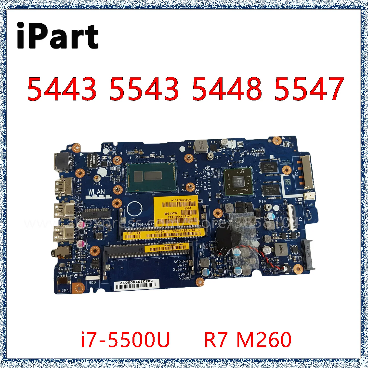 

Материнская плата для ноутбука Dell 5443, 5543, 5448, 5547, с процессором I7-5500U R7 M260 2 Гб