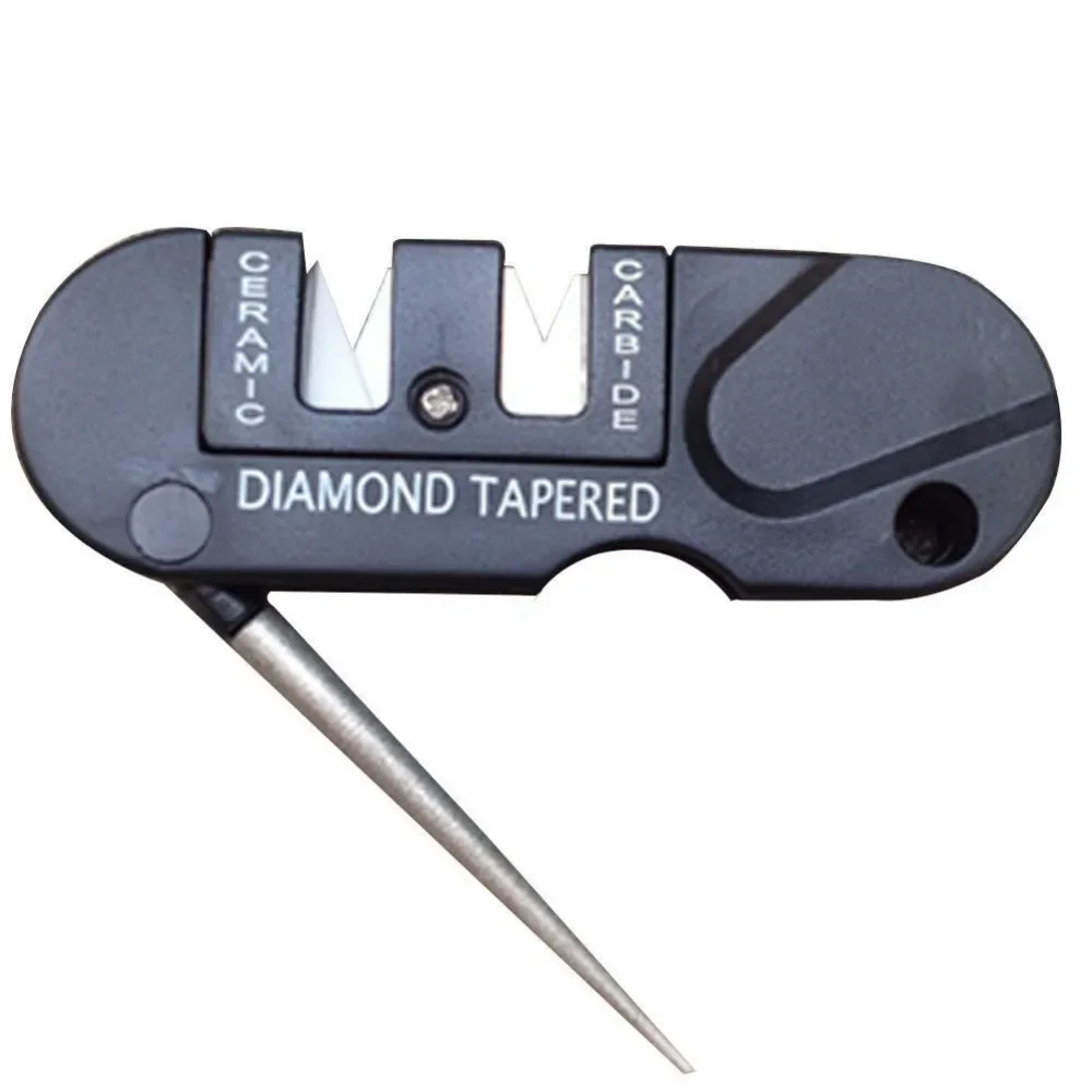 4-in-1 Portable Tungsten Ceramic Carbide Knife Sharpener Sharpen Fish Hook Pocket Diamond Tool Camp Hike outdoor