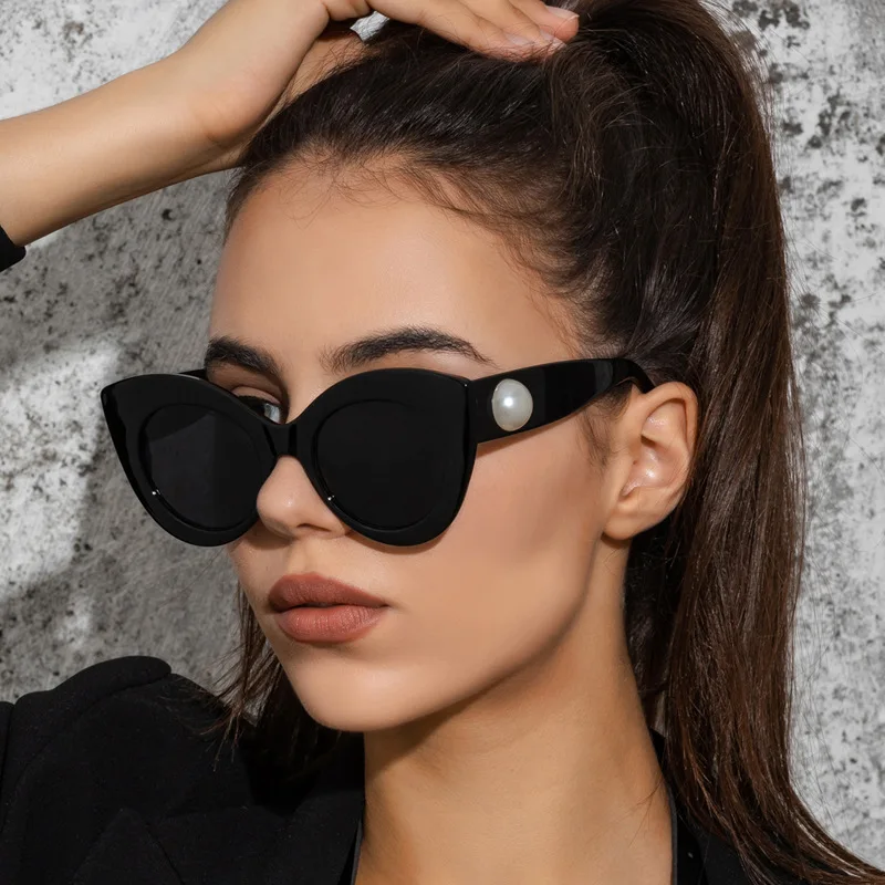 

Cateye Oversized Sunglasses Women Candy Pearls Sun Glasses For Women Luxury Brand Eyewear Mirror Lentes De Sol Mujer