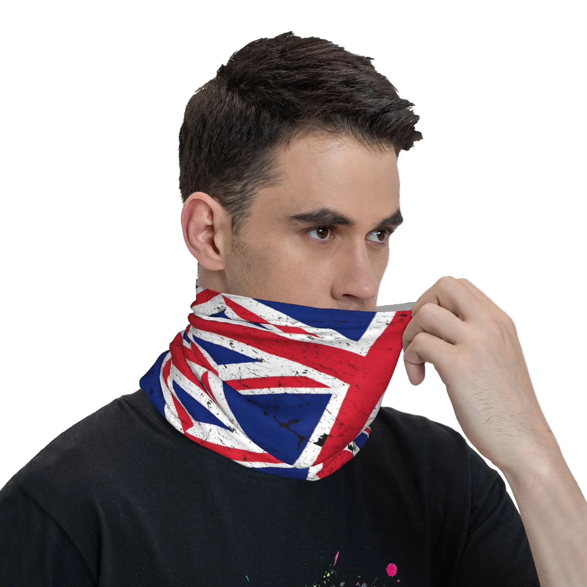 Benutzerdefinierte britische Flagge UK Winter Stirnband Halswärmer Damen Herren Wandern Laufen Schlauchschal Union Jack Gesicht Bandana Gamasche – Detail 8