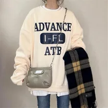 

Hoodie Ins Loose Pullover Letter Print Sweatshirt New 2022 Japan Korean Casual Autumn Spring Ladies Tops Fashion Long Sleeve