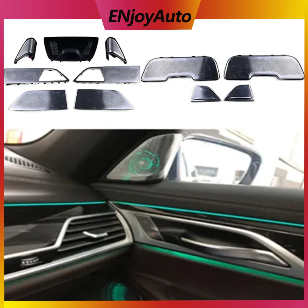 자동차 미드레인지 트위터 하이파이 음악 스테레오 경적 주변 조명, BMW 신제품 7 시리즈 G11 G12 11 컬러 LED 스피커 커버