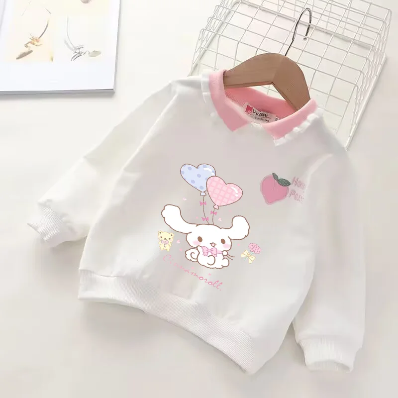 

Girls Hoodie Autumn Sanrio Cinnamoroll Loose Pullover Long Sleeve T-Shirt Cute Children Korean Version Bottom Shirt Tops Tide