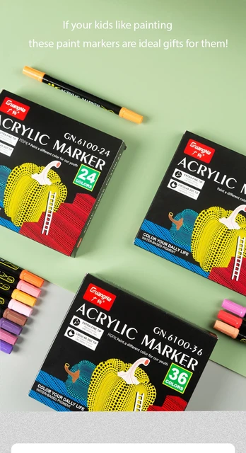 Pennarelli Acrilici 72 Colori 36 Pezzi - Doppia Punta Per Dipingere Su Pietra, Legno, Vetro E Ceramica - Foto 8