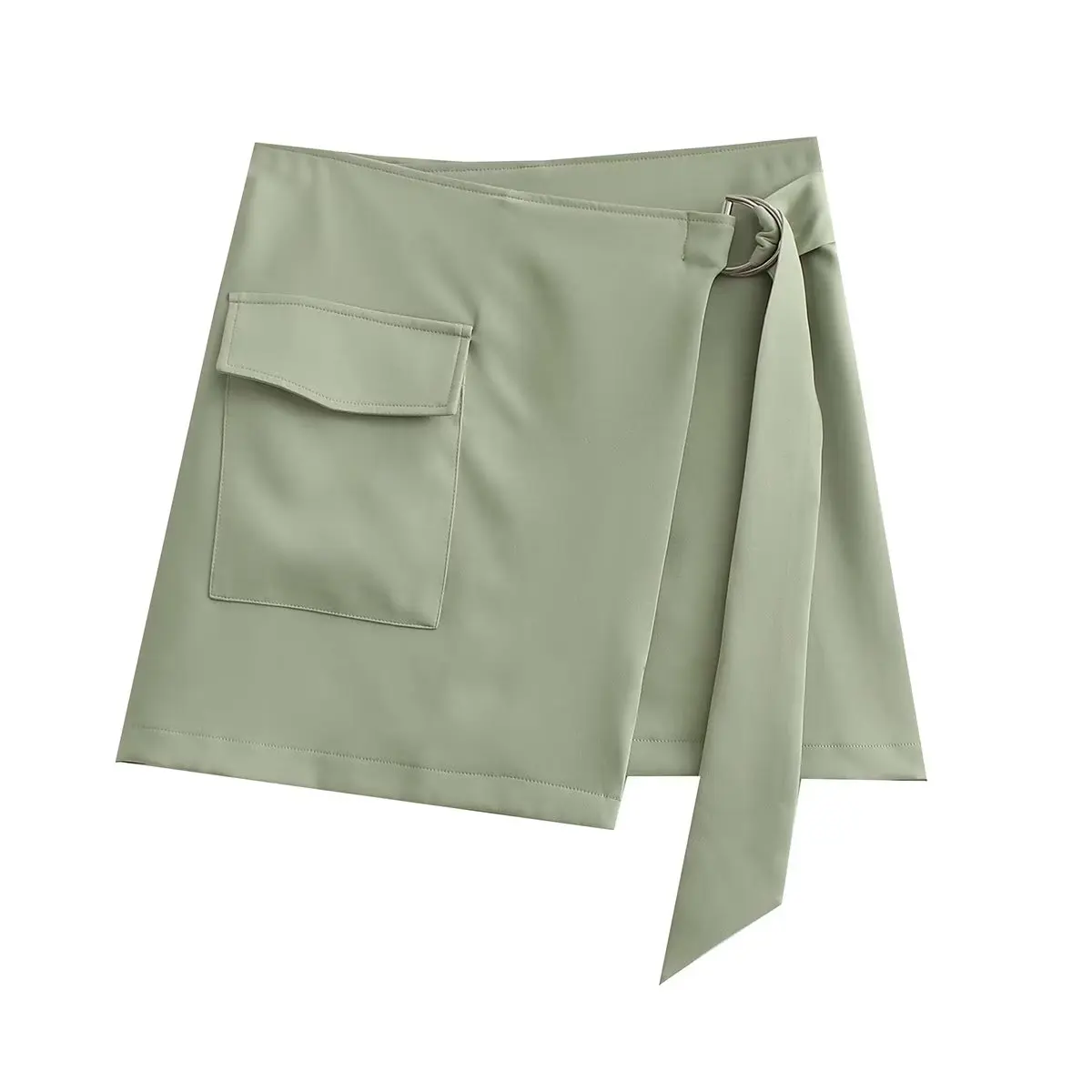 

Women's 2023 Fashion Temperament Joker Cross Design Pocket Decoration Mini Skirt Vintage A Line High Waist Skirt Mujer