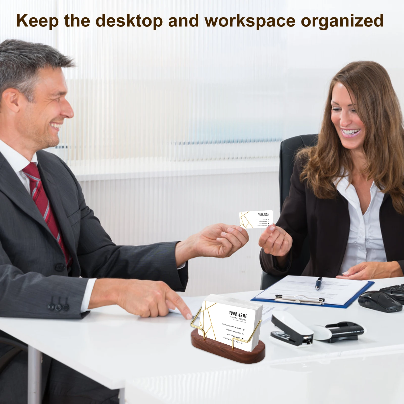 2/4Pcs Wooden Business Card Holder Desktop Business Card Display Stand Home Card Holder Storage School Work Desk Accessories 3