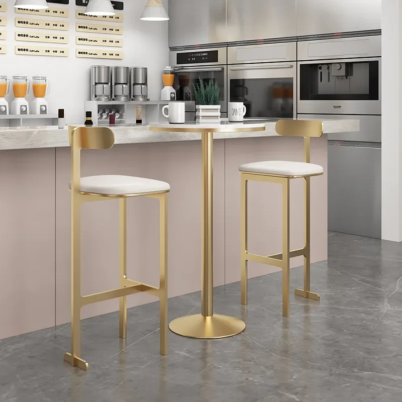 

Bar front desk stool combination Nordic light luxury ins round bar table high chair home bubble tea shop café