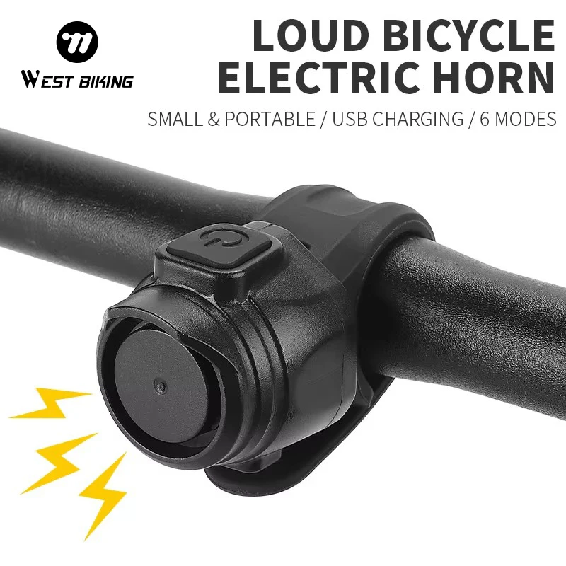 WEST BIKING Bike Bell USB Rechargeable Bicycle Motorcycle Electric