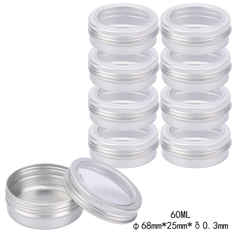 

12/24/8/96pcs 60ml Metal Candle Jar Aluminum Tin Jars With Window Refillable Bottles Lip Balm Cosmetic Container Sample Jar