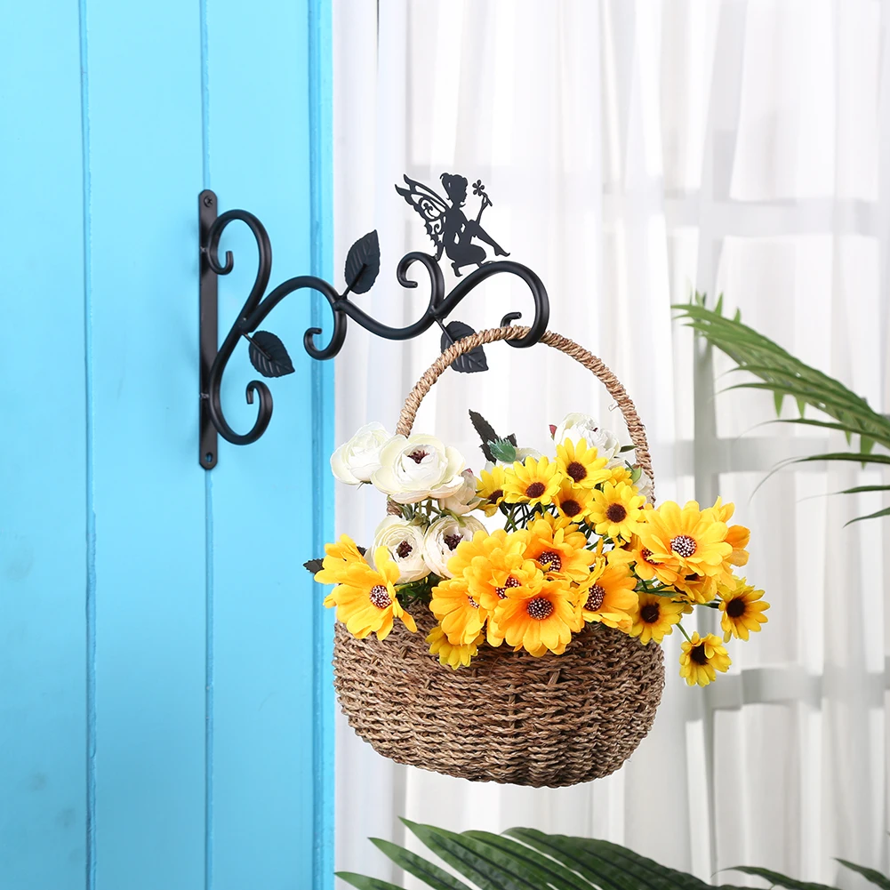 Plant Brackets Hanging Flower Pot Basket Flower Basket Holder Rustic Style Metal Bracket Hanger Wide Base Weatherproof for Plant plant hanger