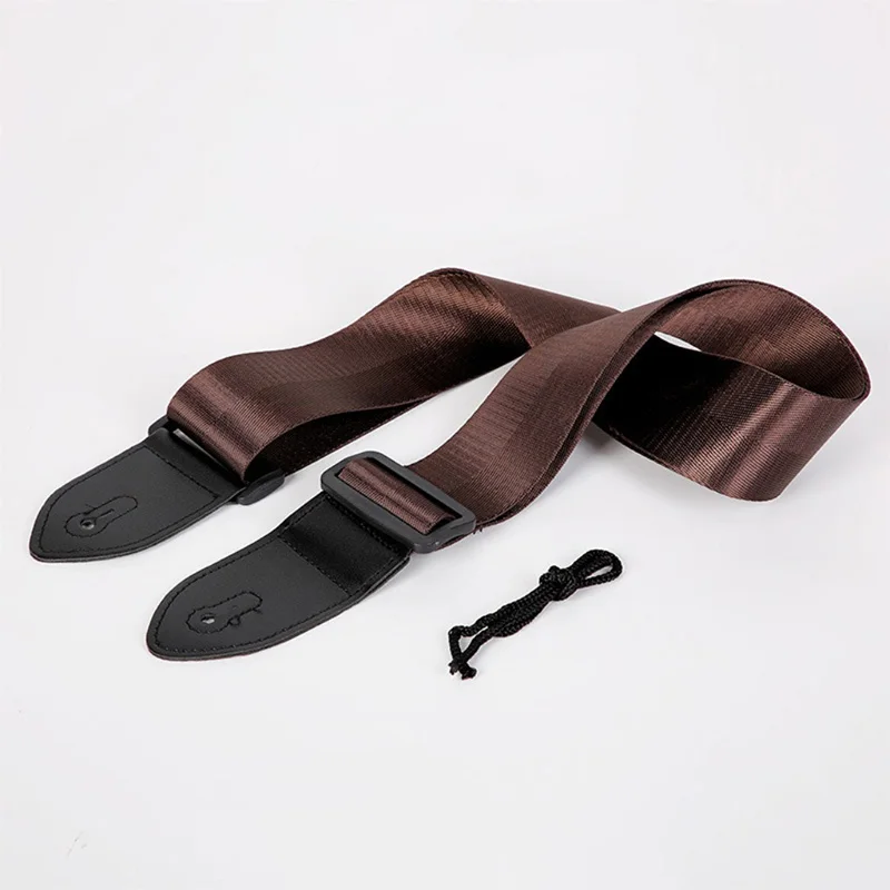 Solid-colored Adjustable Guitar Strap with PU Leather Ends - Suitable for Electric, Acoustic, and Bass Guitars