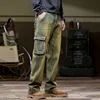 Autumn and winter new styles Men's outdoor multi-pocket cargo jeans Straight loose casual stretch fashion jeans for men 3