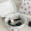 Cute Bear Flower Quilting Cotton Makeup Bag Women Zipper Cosmetic Organizer Female Cloth Handbag Toiletry Case for Girls 2