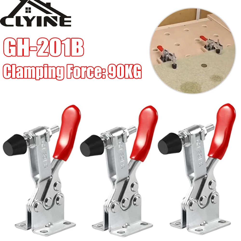 

GH-201B Toggle Clamps Pressure Woodworking Heavy Duty Quick-Release Lever Latch Push Pull Foot Clamps For Woodworking Rail Clamp