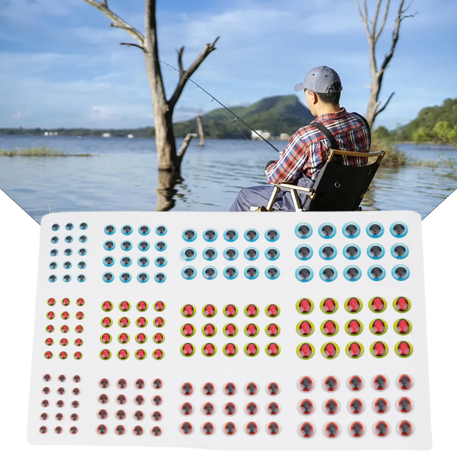 

Lure Eyes Add Realism to Your Fishing Lures 183Pcs/lot Holographic 3D Artificial Fish Eyes Stickers Set Sizes 3 6mm