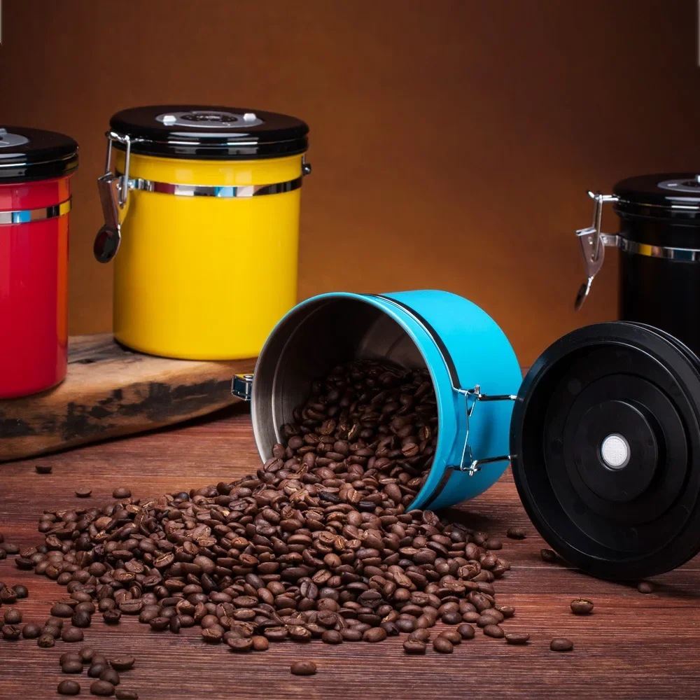 

Sealed Cans with One-way Venting Valve 304 Stainless Steel Storage Tank Coffee Beans Tea Dried Fruit Preservation Tank