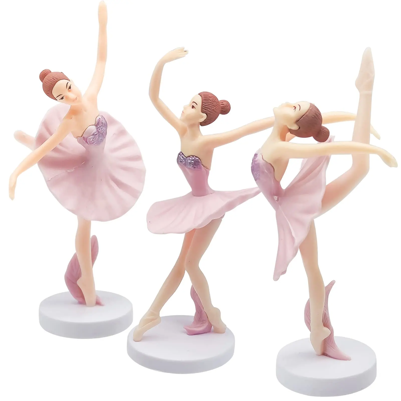 3Pcs Ballerina Girl Figurine Pink Dancing Cake Topper Wedding Decors Baby Shower Kids Girl Dance Decorazioni Per Feste Di Compleanno