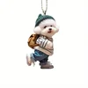 2D Creative Puppy Man Backpack Pendant Acrylic Car Pendant Cute Teddy Dog Key Accessory 5