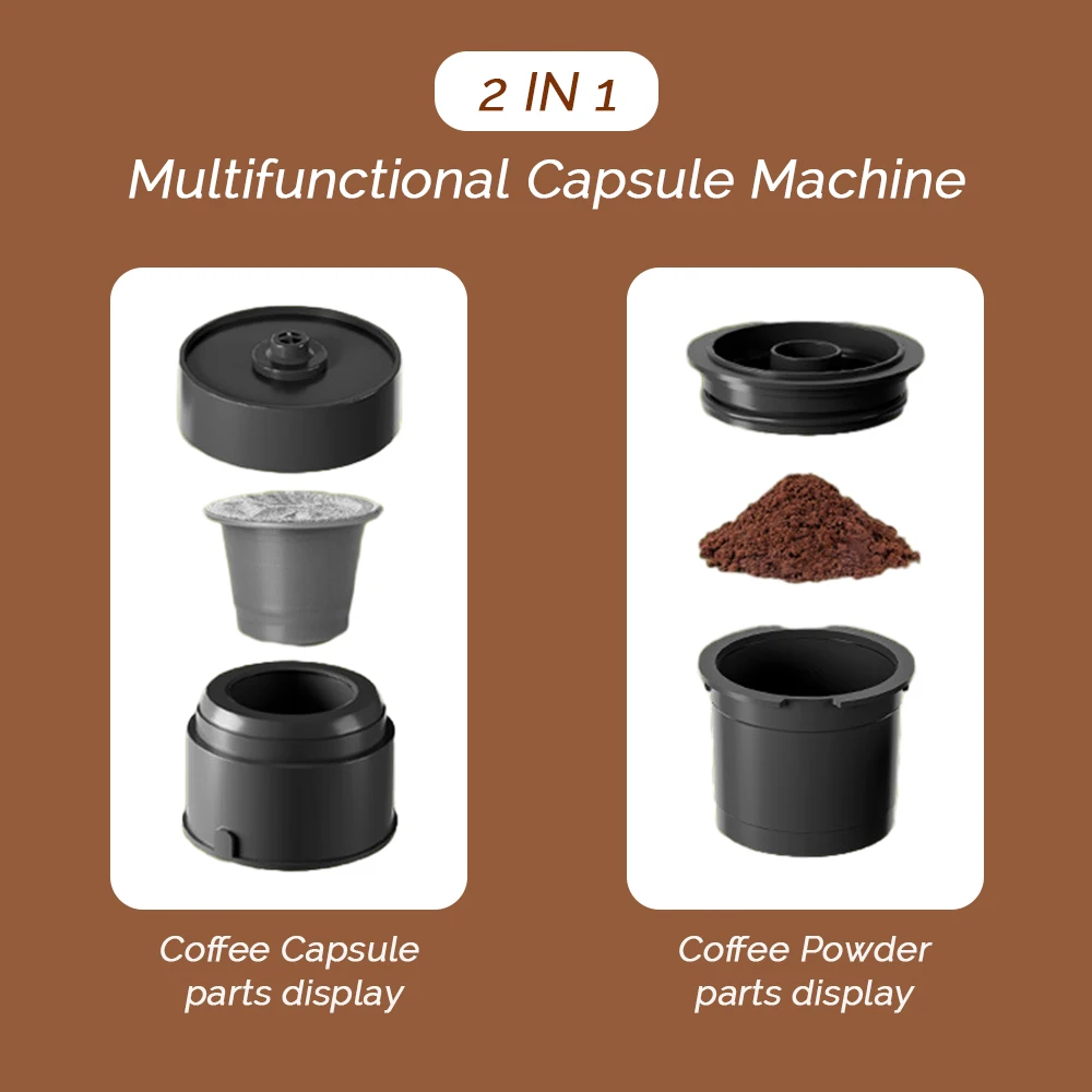 Description Picture 6 of item2 in 1 Portable Capsule Coffee Machine Wireless Automatic Heating Coffee Detachable Flushing Espresso Outdoor Travel Office