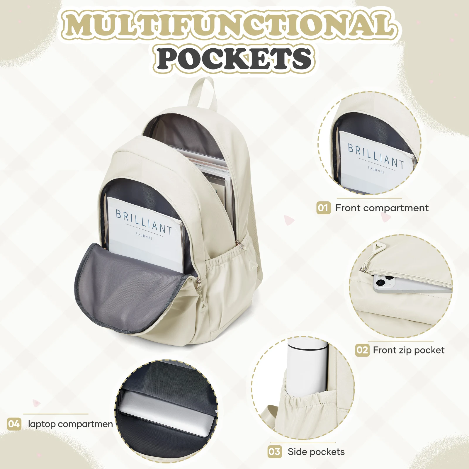 Large Capacity Backpack, Student Schoolbag, Campus Backpack, Daily Commuter Backpack, Multiple Pocket Fashionable Backpack