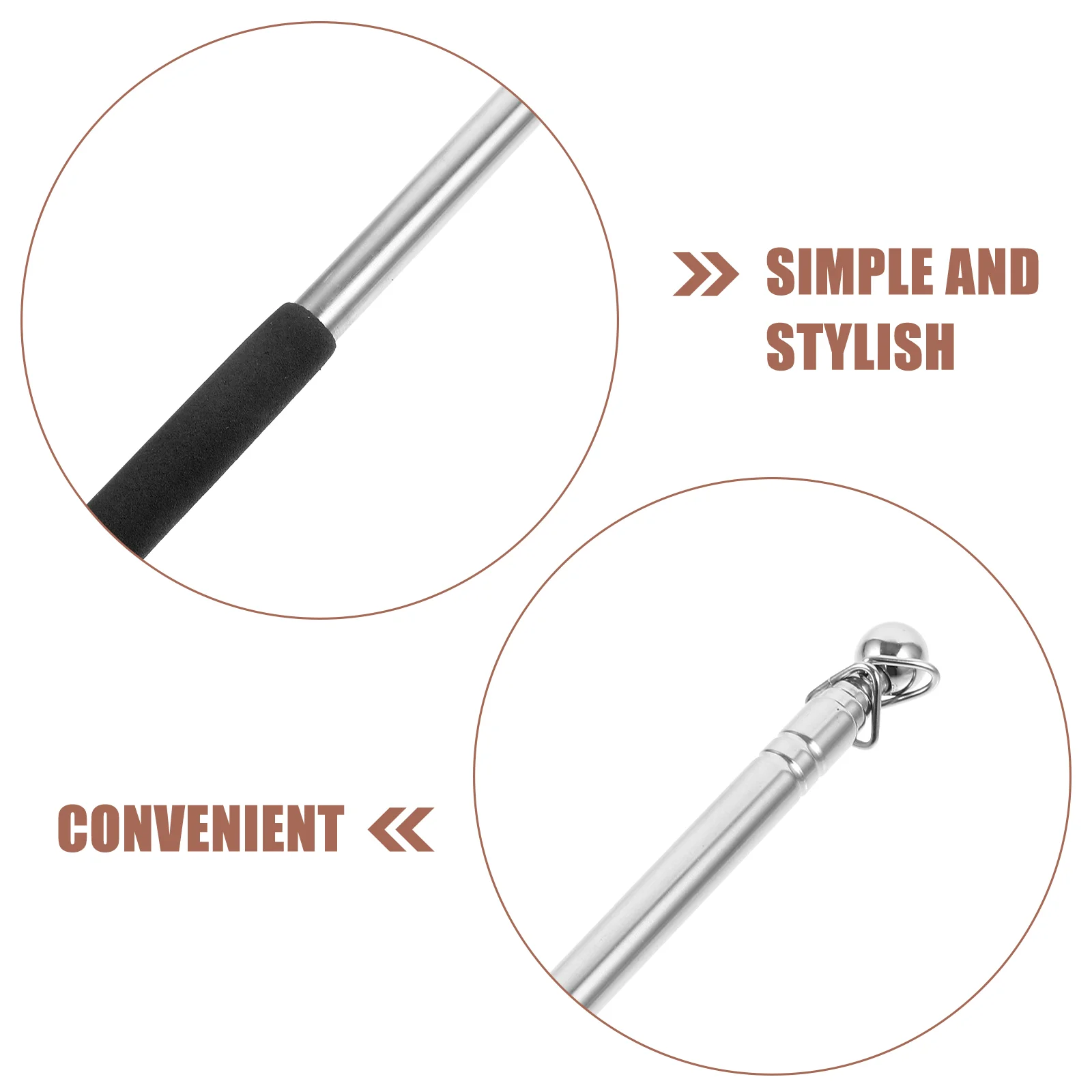 3 Mâts Télescopiques Drapeau 2m Avec Crochets - Portables Pour Guide Touristique, Salle De Classe Ou Événements