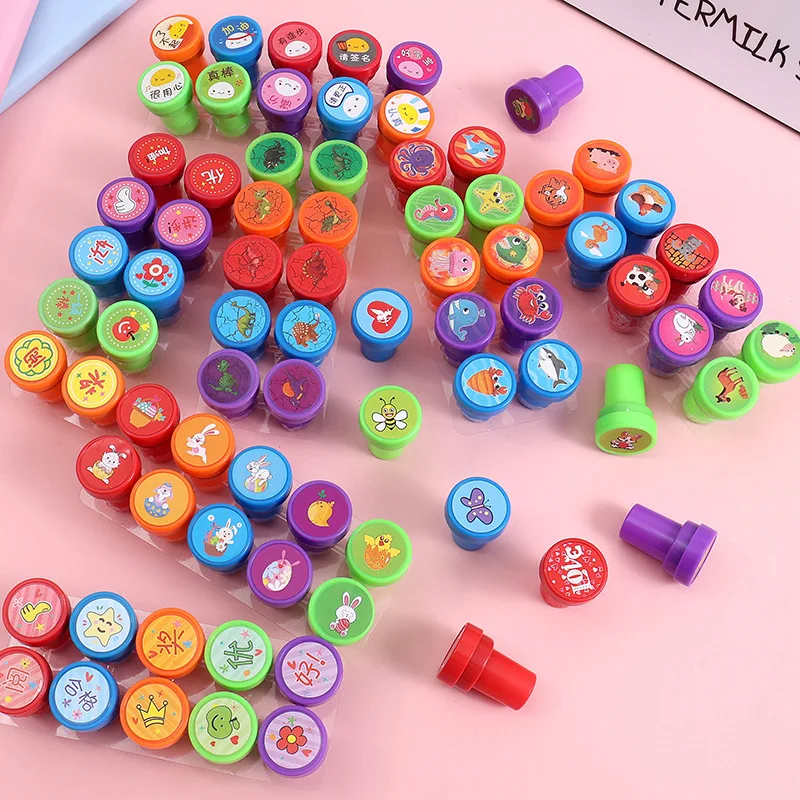 Assorted Stamps for Kids Self-ink Stamps Children Toy Smiley Face Seal Scrapbooking DIY Painting Photo Album Decor 10pcs self ink stamps