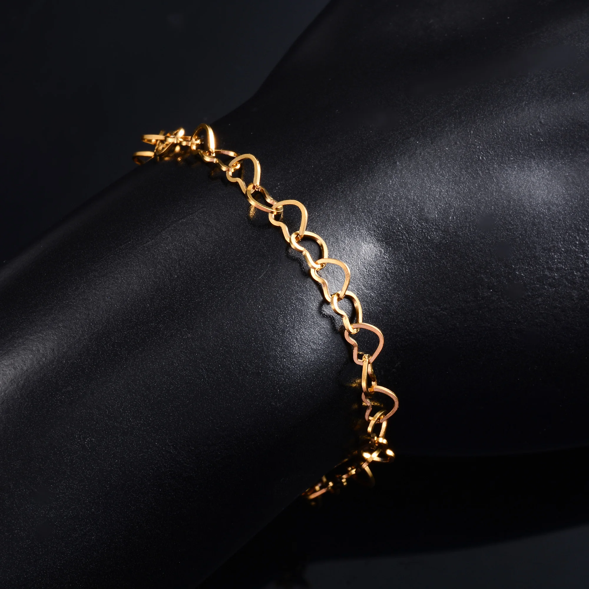 Stainless Steel Bracelet Cute Heart Chain Bracelet for Women Girl Anklet Link Foot Hand Chain with Extender Jewelry Making