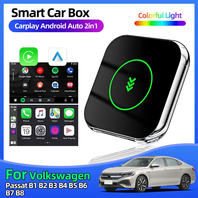 For Volkswagen Passat B1 B2 B3 B4 B5 B6 B7 CarPlay Android Auto Dongle Wireless Android Auto Box for Wired CarPlay Cars