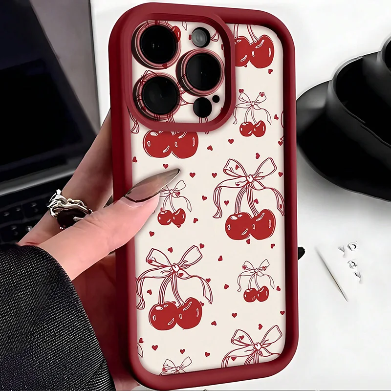 عيد الحب جديد عصري ريترو القلب الكرز نمط لينة حافظ...