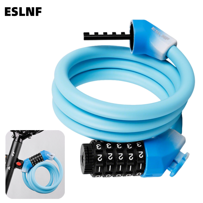  ESLNF Colorful 5-Digit Password Bicycle Cable Lock 1.2m Steel Cord Security Anti-Theft Lock for Cycling Bike Lock 
