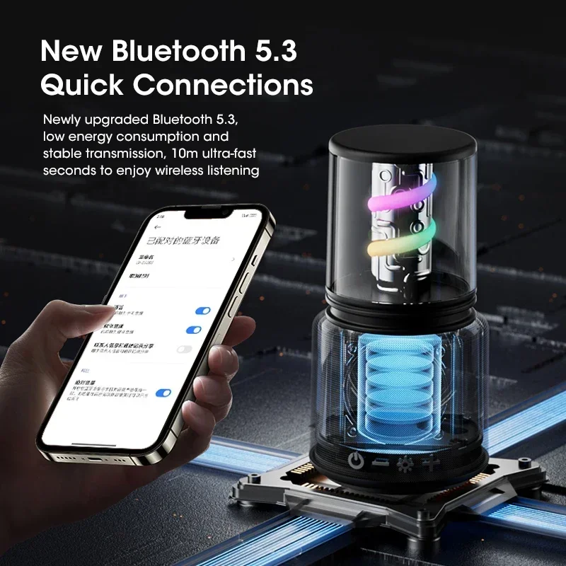 Niye Z5202 Bluetooth 5.3 Outdoor Party Speaker, Waterproof Portable Wireless Speaker for Sport & Bass, IPX5 Travel Speaker