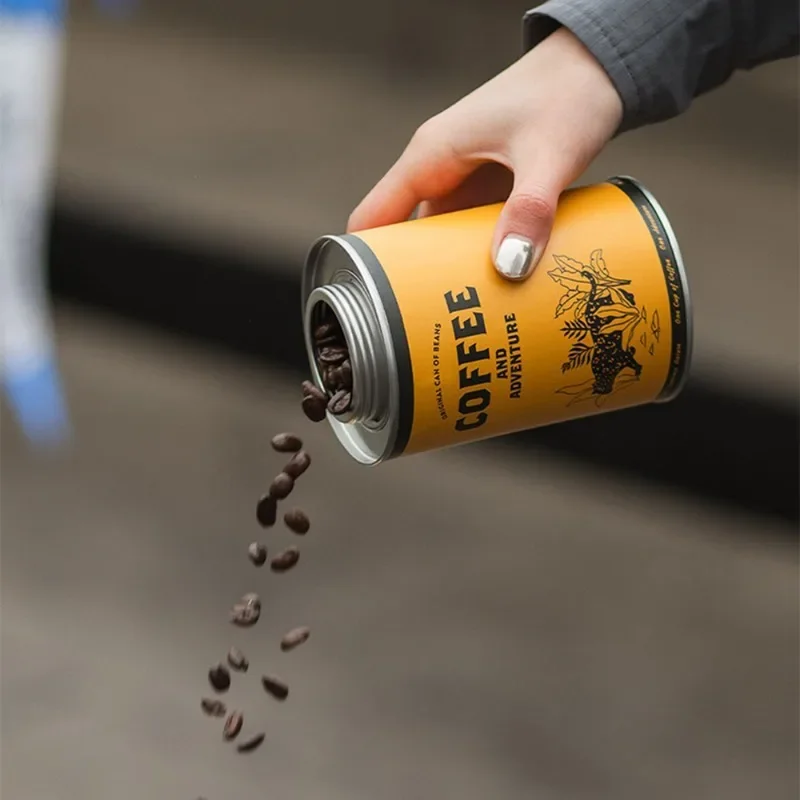 150g/200g Portable Coffee Bean Sealed Jar Camping Tinplate Box Storage Jar Food Grade Fresh-keeping Breathable Iron Jar 3