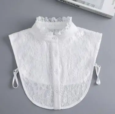 Ruffle Cotton Fake Collar Blouse Sweater OL Detachable Shirt Collar Lace False Collar Lapel Women Top Collars Clothes Decoration