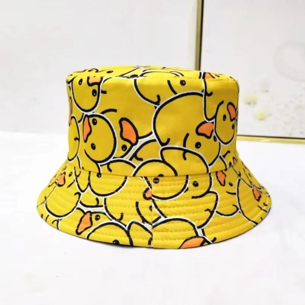 Double Sided Yellow Duck Fisherman's Hat Yellow Duck Pattern Versatile Style Summer Equipment Hat UV Protection Trendy Design