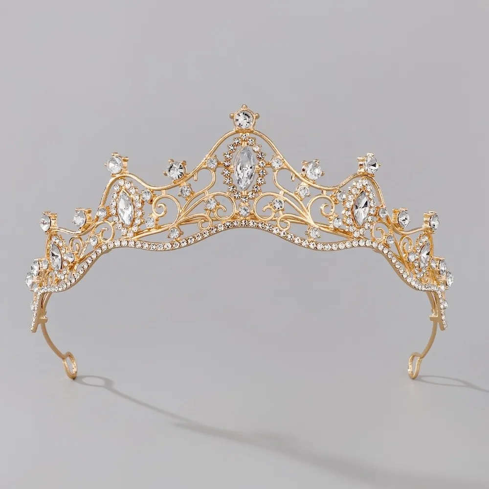 New Rhinestone Queen Princess Crown Baroque Vintage Crystal Tiara Hair Accessories Prom Jewelry Birthday Gift