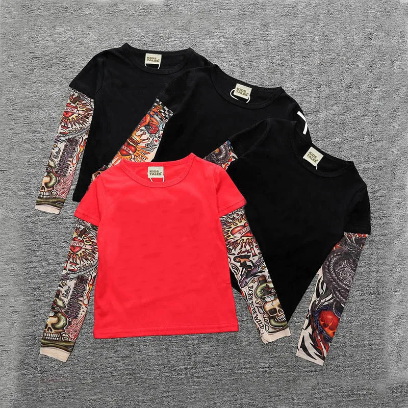 

Детские футболки с тату-рукавами для мальчиков, летняя одежда для маленьких детей, хлопковая одежда, милая Одежда для маленьких девочек от 2 до 7 лет