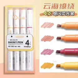Radiant Sparkle Highlighters with Smudge - Proof Ink for Creative Note - Taking & Journaling (Orange  set)