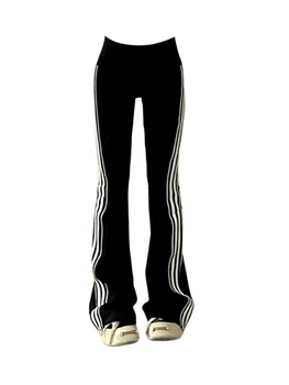 2023 Summer Women Sweatpants Baggy Casual Side Stripe Pants Sports Slim Elastic Waist Pants Black Joggers Trousers Streetwear 1