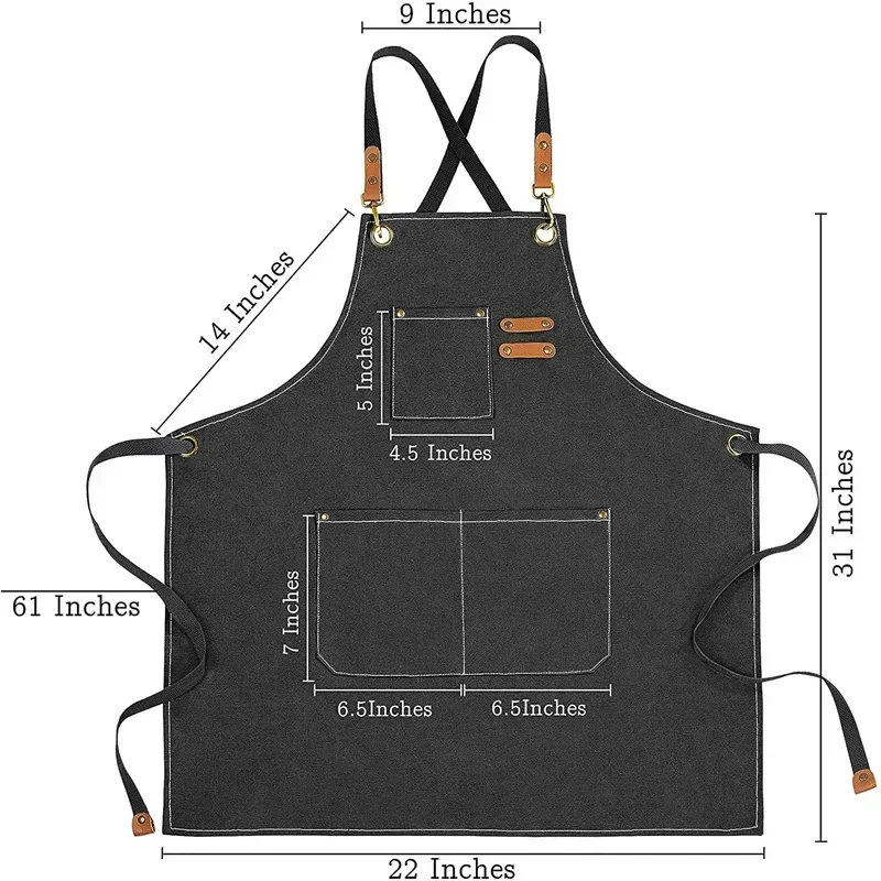 

Embroidery And Chefs Barista Shop Men Tea Women Logo Kitchen Milk Cooking Custom Canvas Waterproof Overalls Barbecue Apron Baked