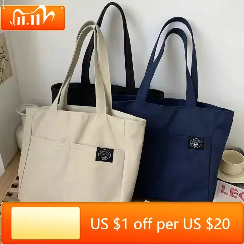 

Canvas Bags for Women Shoulder Bag Teenager Girl Schoolbag Large Capacity Handbag Eco Reusable Grocery Tote Shopping Bags Bolsas