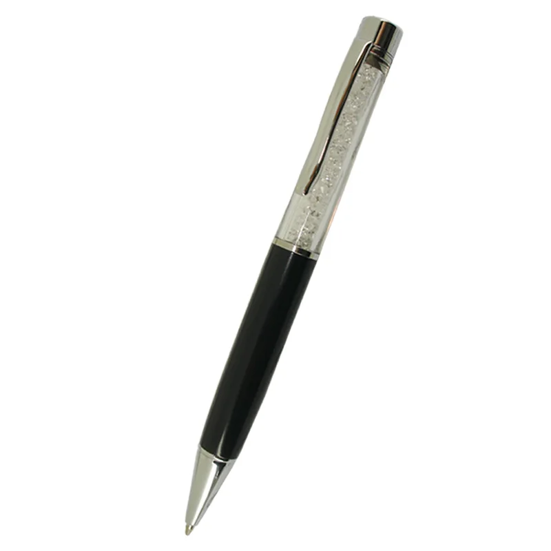 ACMECN Superior Sparkle Austria Crystal Black Twist Promotion Gifts Famous Brand Diamond Decorative Ball Pens Silver Inlays