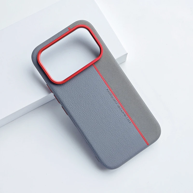 Minimalist Splicing PU Leather & Hard PC Anti-Fall Non-Slip Phone Case