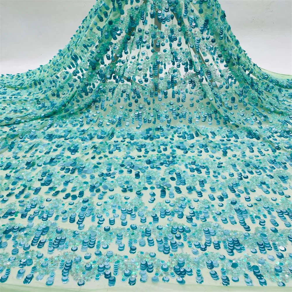 

2023 высококачественные африканские Французские тюлевые кружева ручной работы, ткани, Швейные Блестки, вышивка, нигерийская кружевная ткань для женщин 2-8CD3103