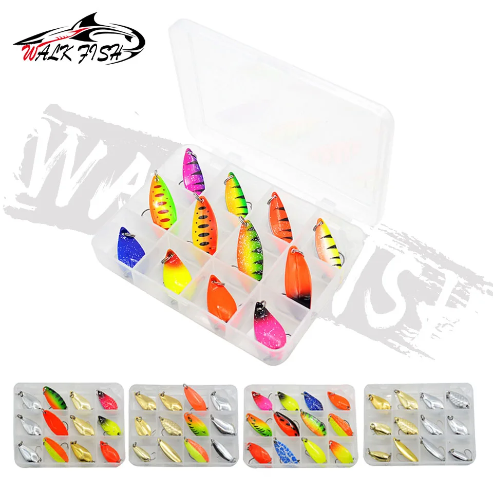 20pcs Fishing Spoons Lures Sequins Spoon Baits Set for Trout Bass