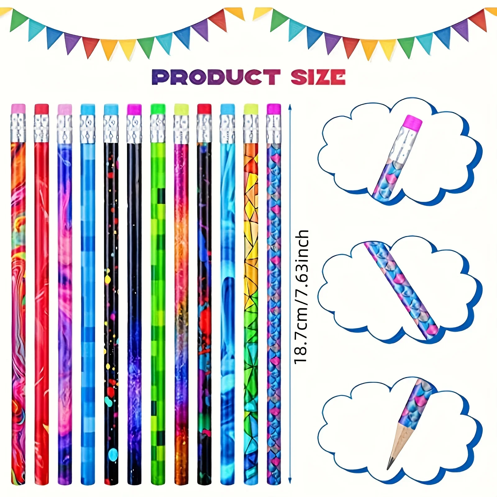 Charming HB Pencils with Eraser Tips: Ideal for Writing, Drawing, Sketching, and Gifting