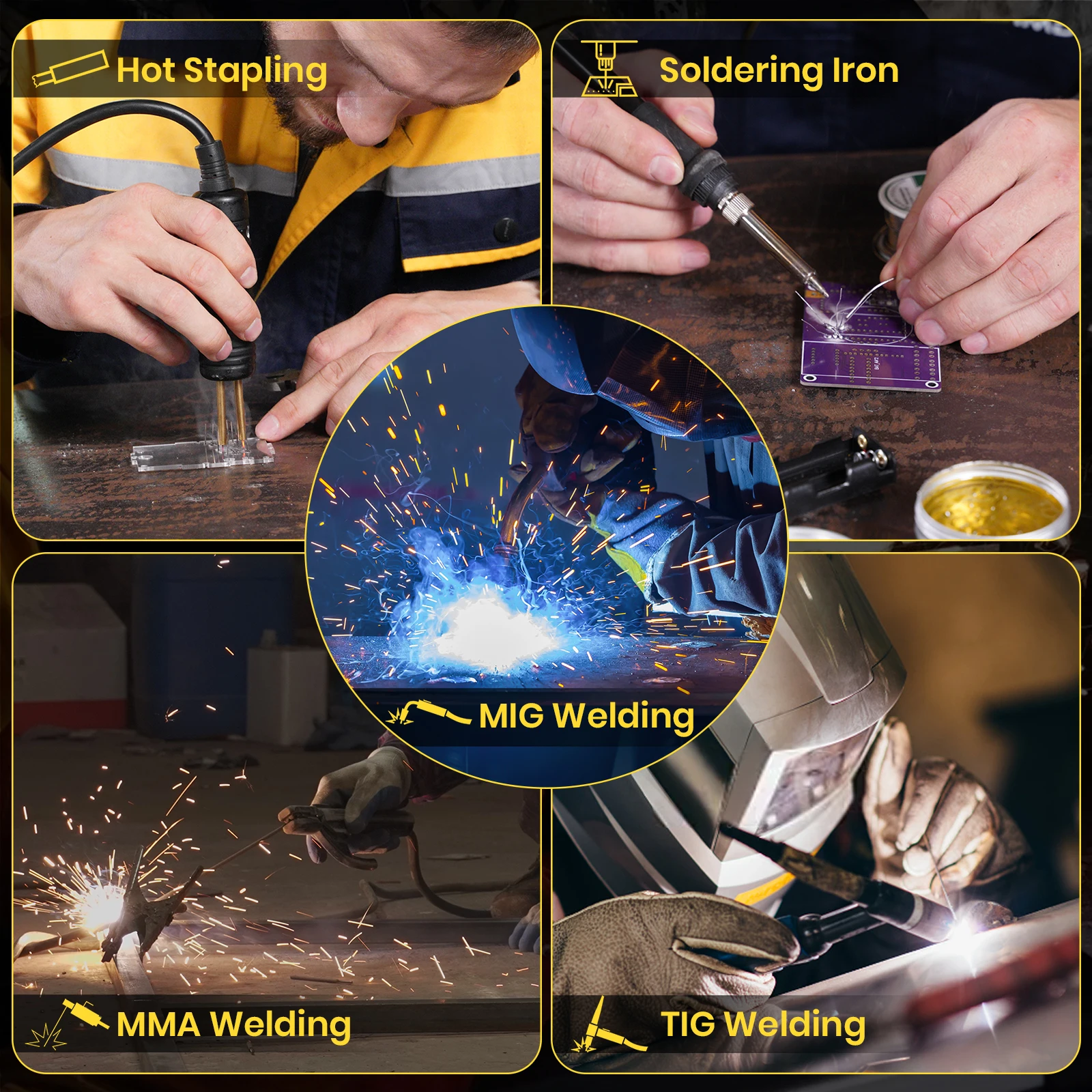 SSIMDER MIG Welder 5 in 1 Plastic welding/Soldering iron/Flux MIG/Stick/TIG welding Machine 110V/220v Dual Voltage multiprocess 3