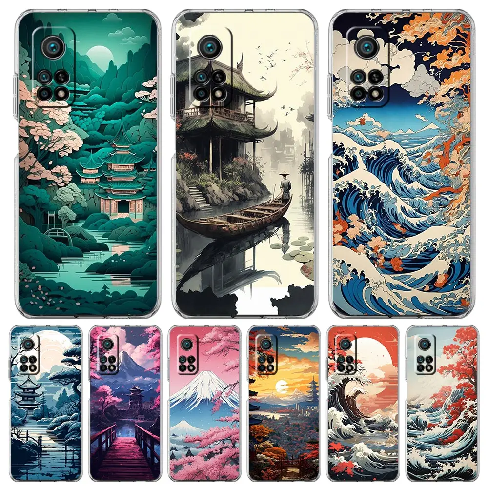 Clear Phone Case with Japanese Landscape Design
